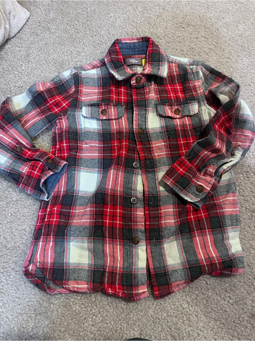 Rumí + Ryder Children's Red Plaid Button-Up Shirt Jacket 4-5 year XS